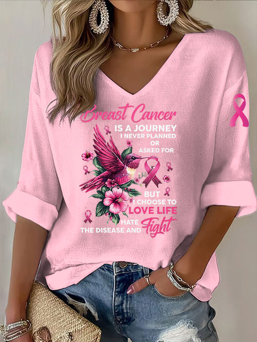 Camiseta casual de manga larga con estampado floral para mujer