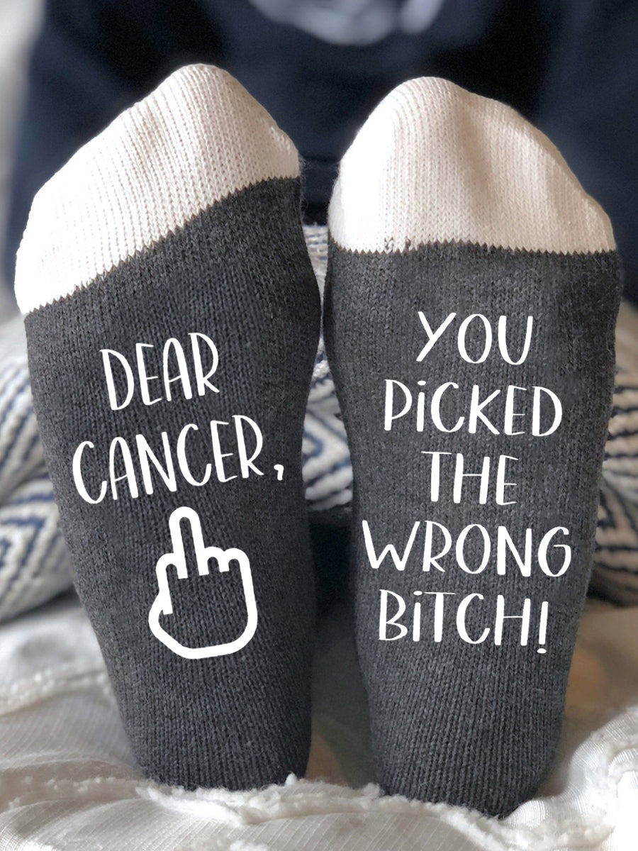Hey cáncer que escogió la perra equivocada calcetines unisex