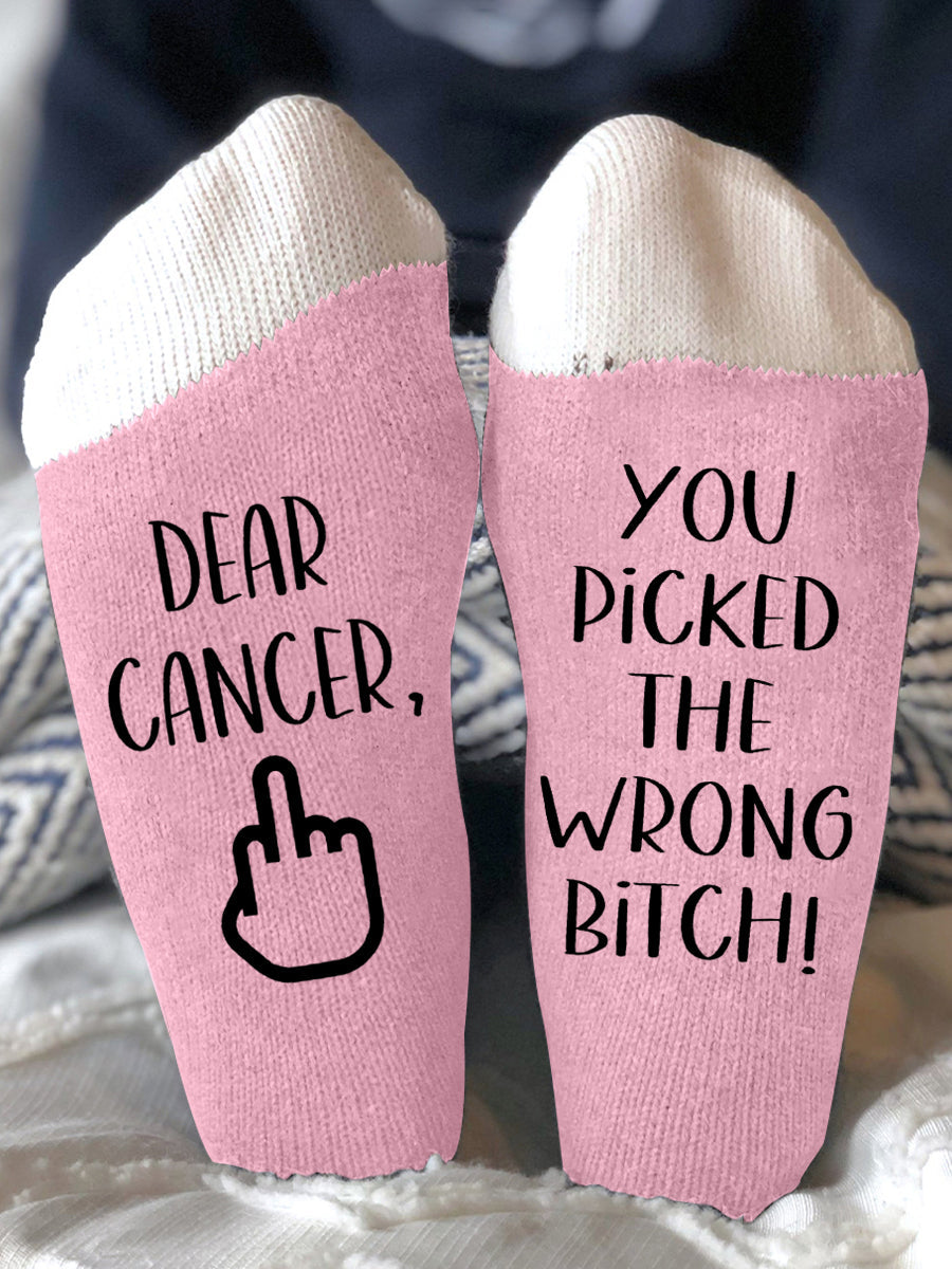 Hey cáncer que escogió la perra equivocada calcetines unisex
