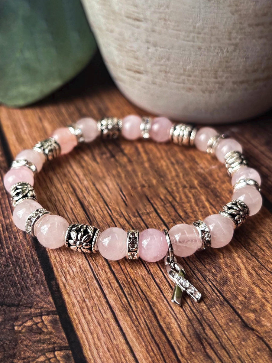 Pulsera de cuentas inspirada en la conciencia del cáncer de mama