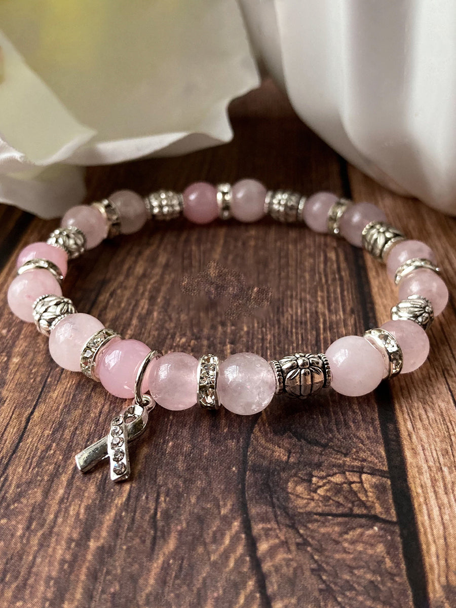 Pulsera de cuentas inspirada en la conciencia del cáncer de mama
