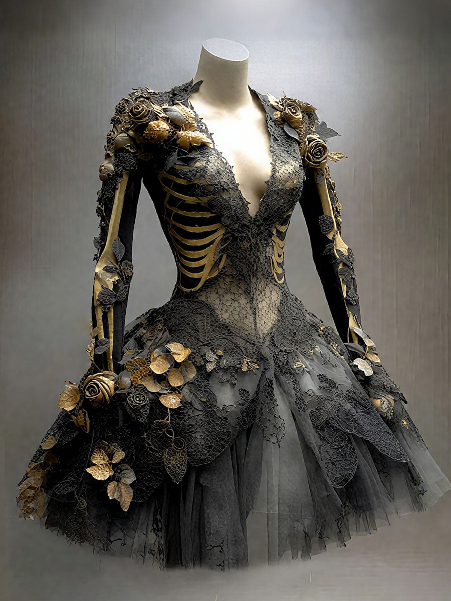 Vestido de esqueleto de Halloween para mujer