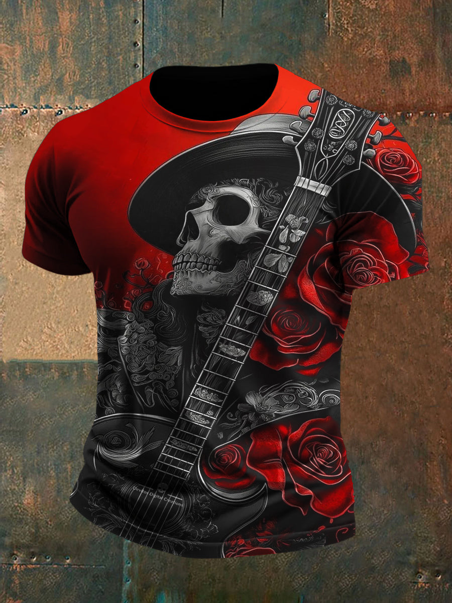 Día mexicano de los hombres de la camiseta ocasional del vintage muerto