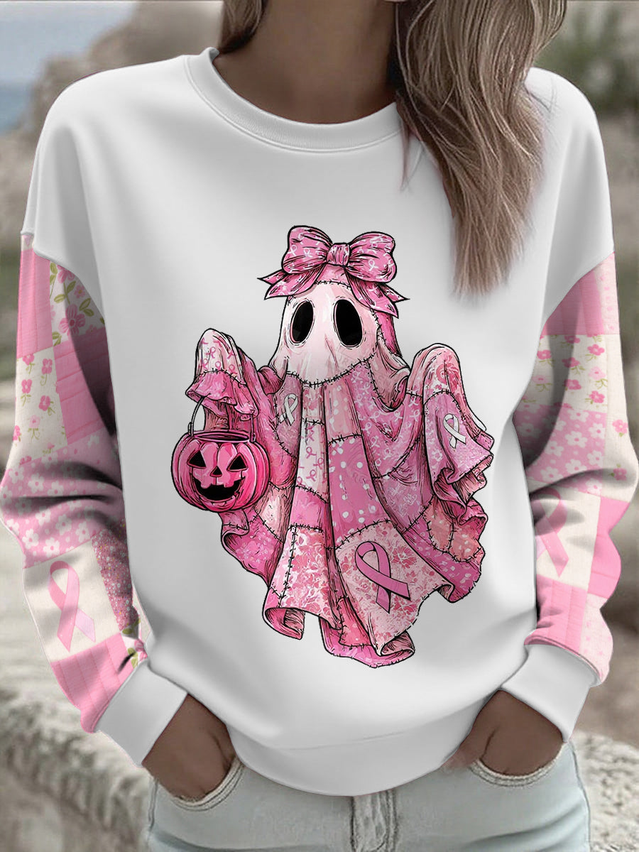 Sudadera impresa floral de la conciencia del cáncer de pecho de las mujeres