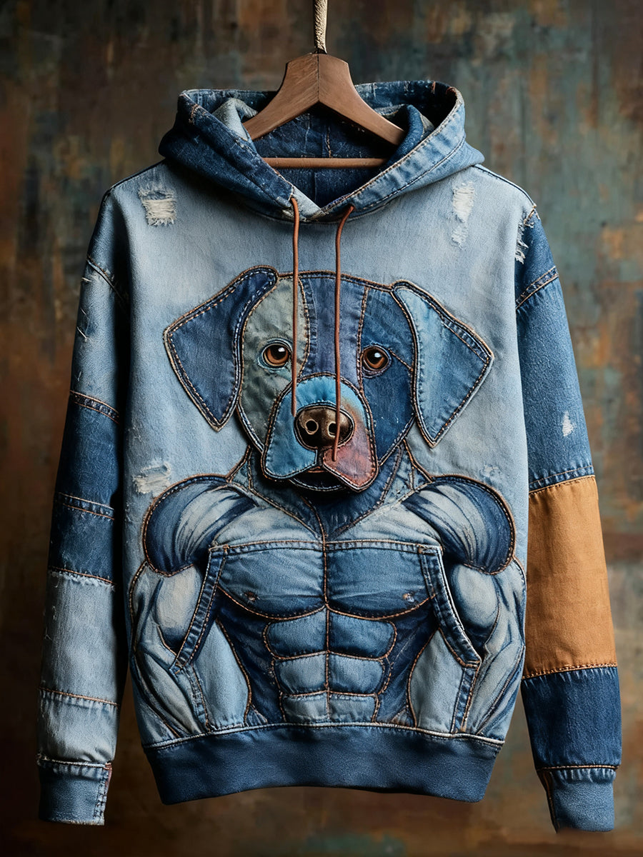 Unisex Animal Art Print Casual Vintage Sudadera con capucha