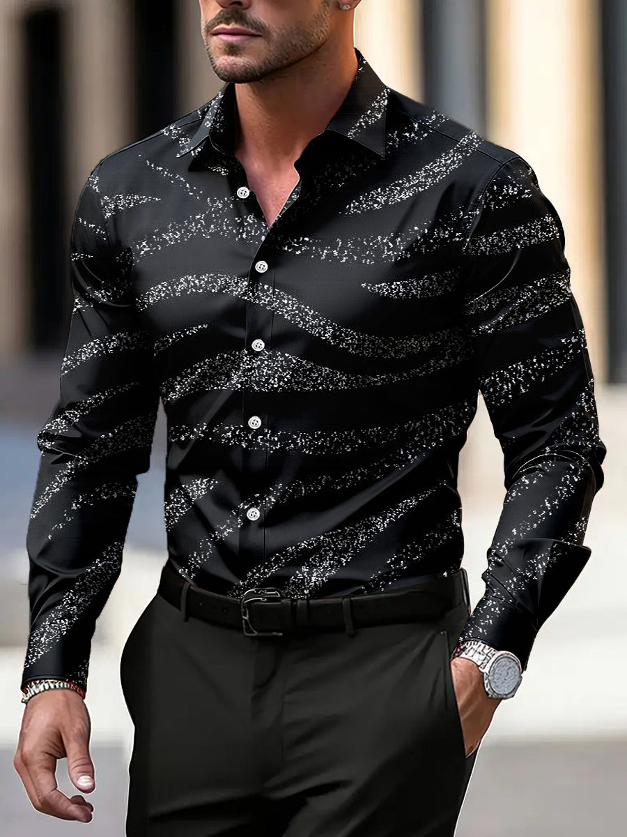 Camisa casual de negocios artística de textura de lentejuelas vintage para hombres