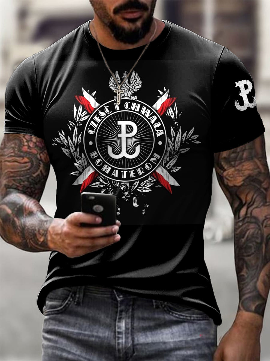 Hombres retro polaco fuerzas especiales bandera insignia arte impresión camiseta casual