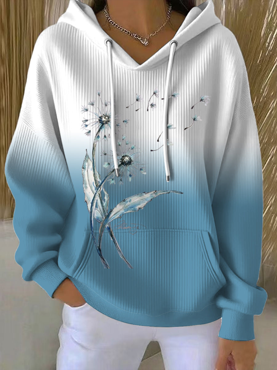 Sudadera con capucha Fresh Blue Dandelion Gradient para mujer
