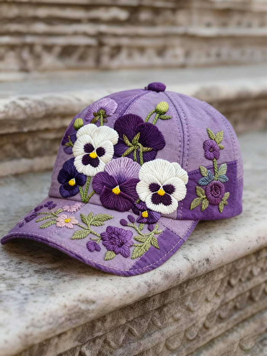 Unisex casual púrpura gradiente Pansy Sombrero
