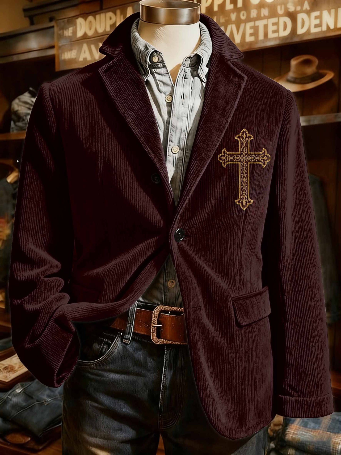 Blazer casual con estampado de fe de Navidad vintage