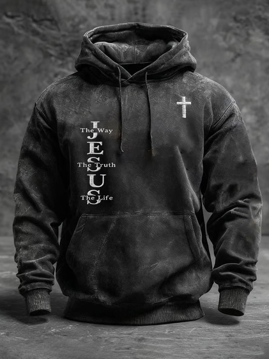 Hombres Vintage Art Faith Casual Hoodie