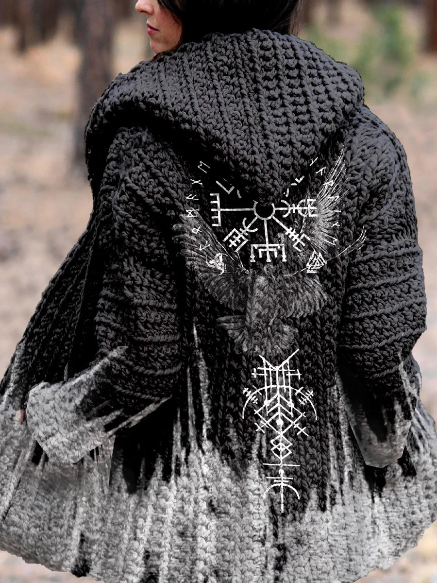 Retro Viking Culture Art de las mujeres con capucha cómodo suéter de la rebeca