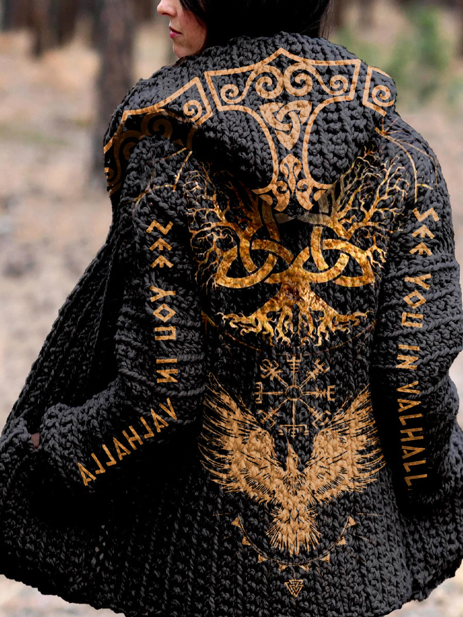 Retro Viking Culture Art de las mujeres con capucha cómodo suéter de la rebeca