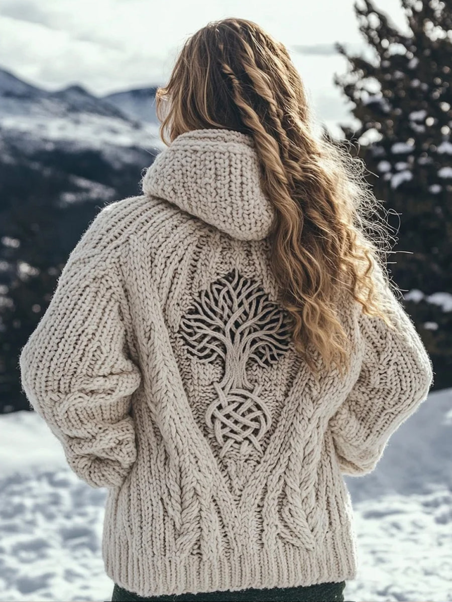 Retro Viking Culture Art de las mujeres con capucha cómodo suéter de la rebeca