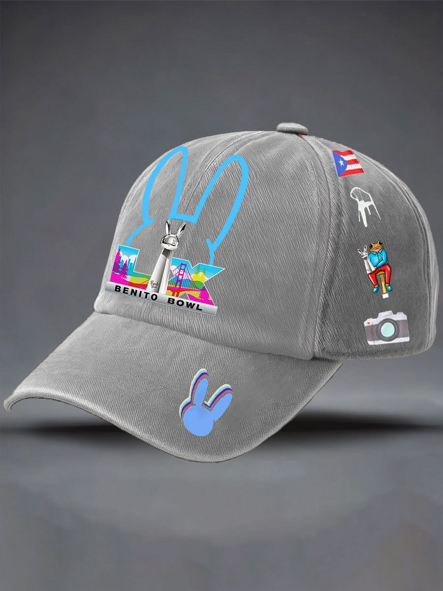 Unisex conejito música fútbol amante impreso sombrero