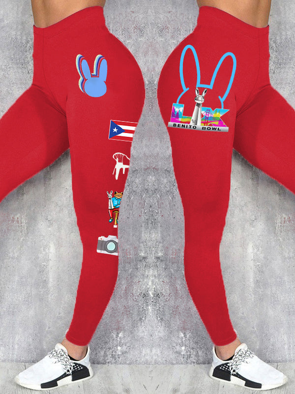 Las mujeres conejito fútbol música amante impreso polainas