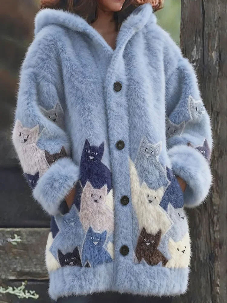 Abrigo largo de lana compuesta para mujer