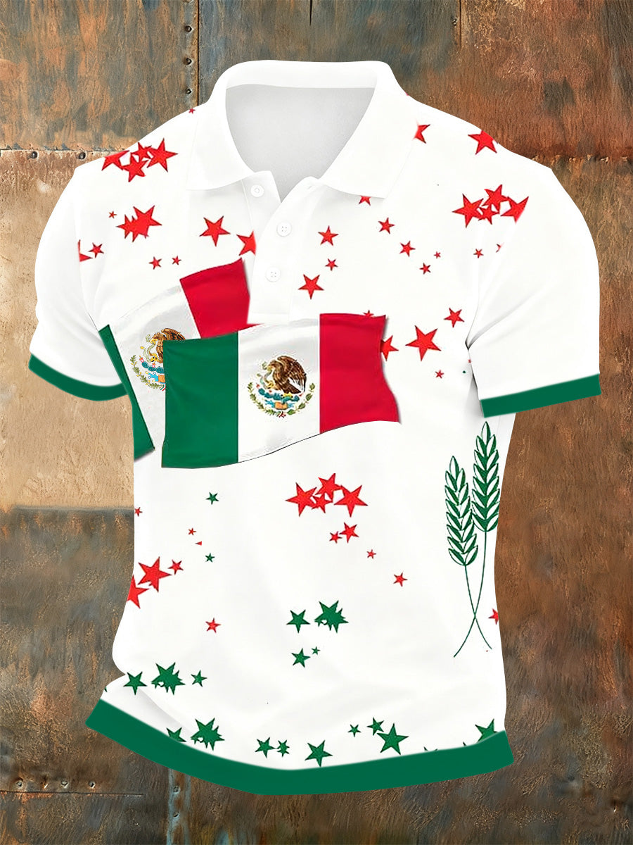 Polo casual mexicano retro de la impresión del arte de los hombres