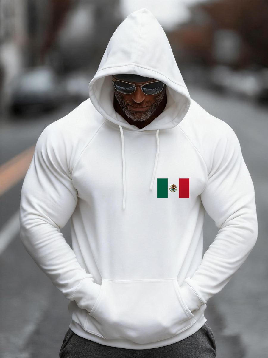 Hombres Mexican Flag Print Casual Hoodie