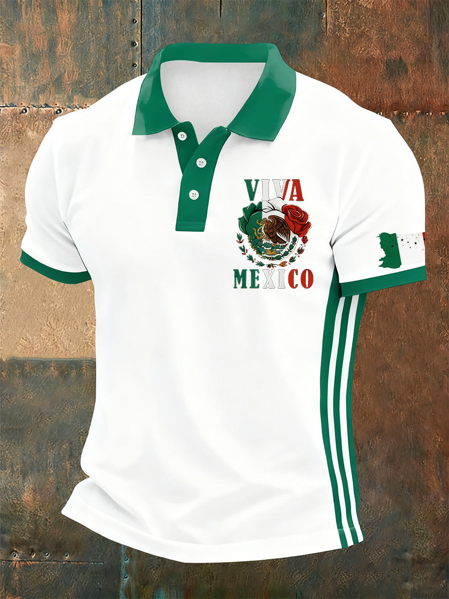 Polo casual mexicano retro de la impresión del arte de los hombres