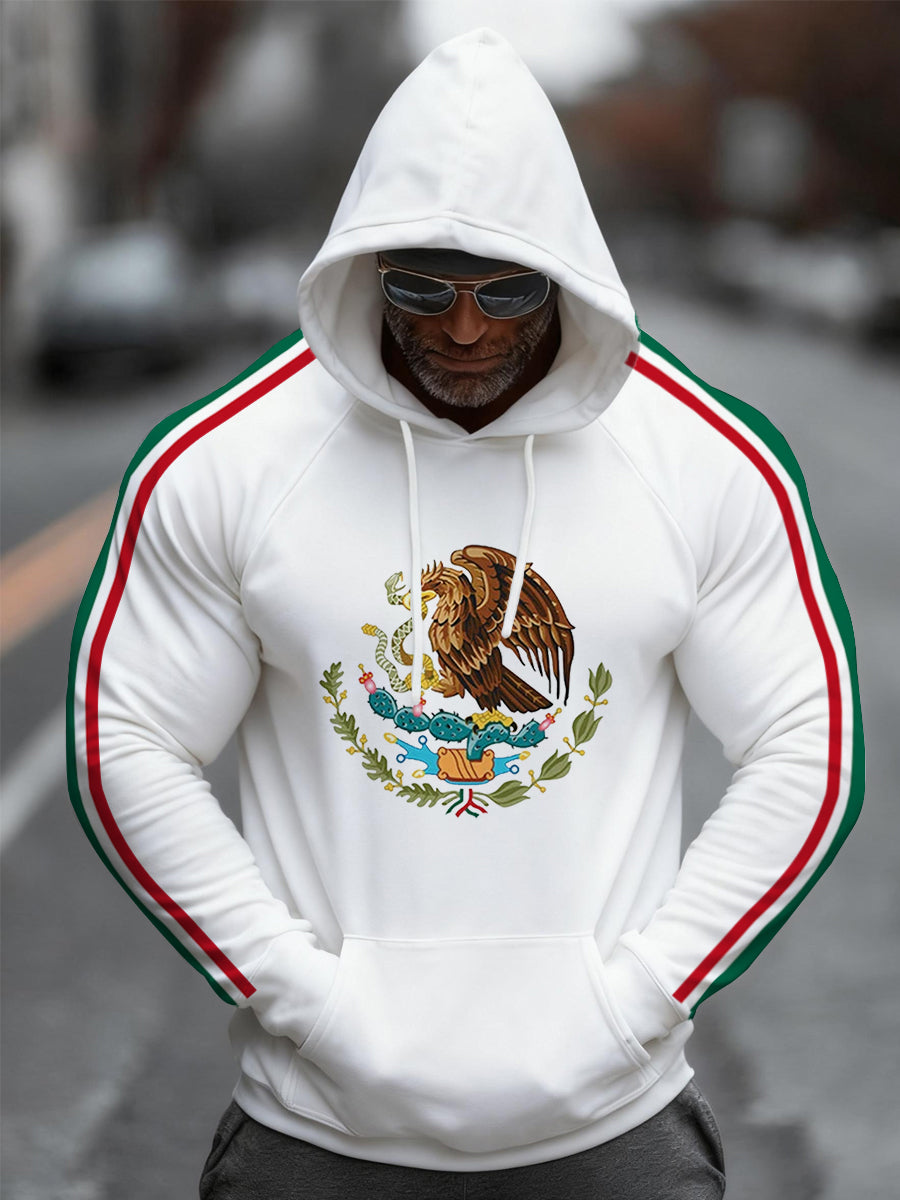Hombres Mexican Flag Print Casual Hoodie