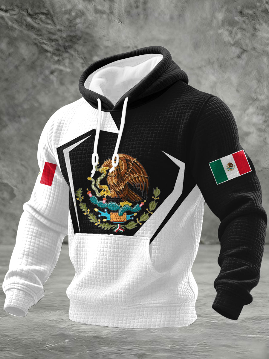 Hombres Mexican Orgulloso Imprimir Casual Sudadera con capucha a cuadros