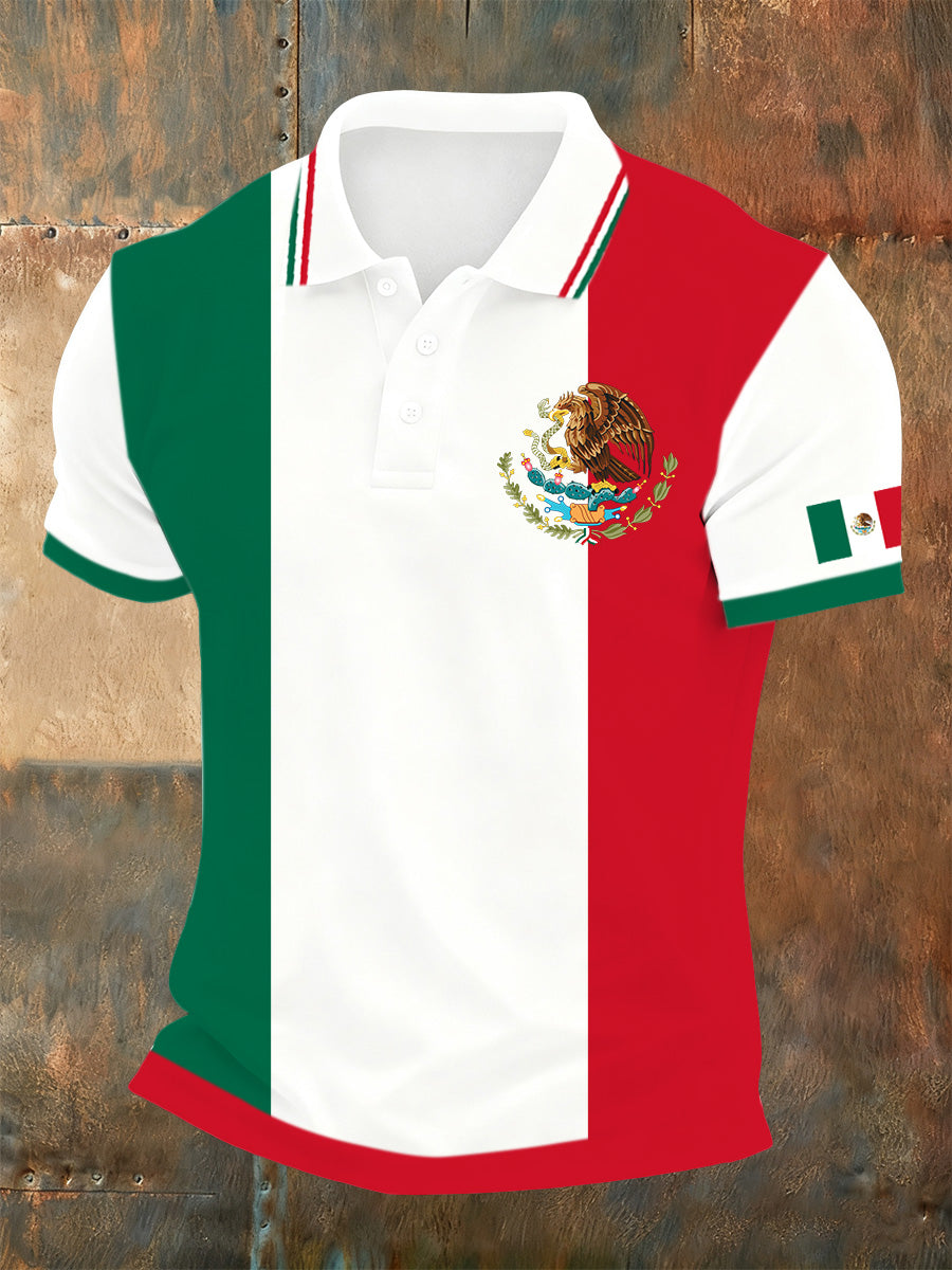 Polo casual mexicano retro de la impresión del arte de los hombres