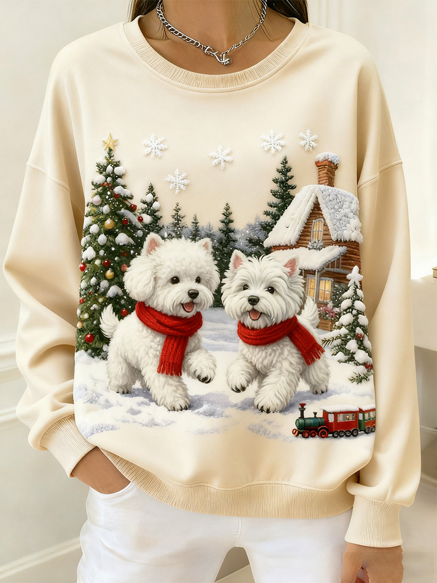 Top cómodo estampado de arte animal retro para mujer