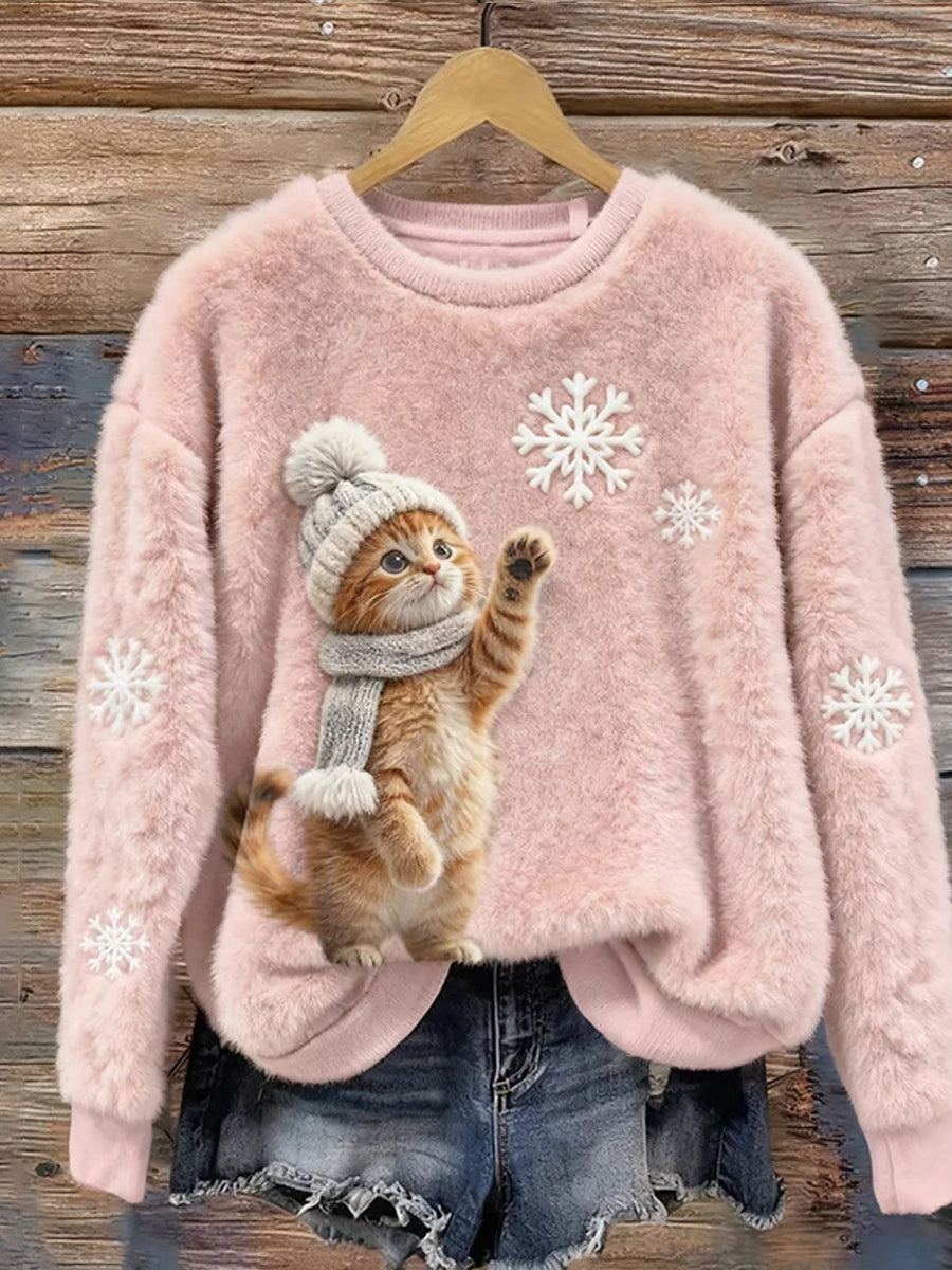 Mujer Retro Animal Art Print Casual Flannel Top