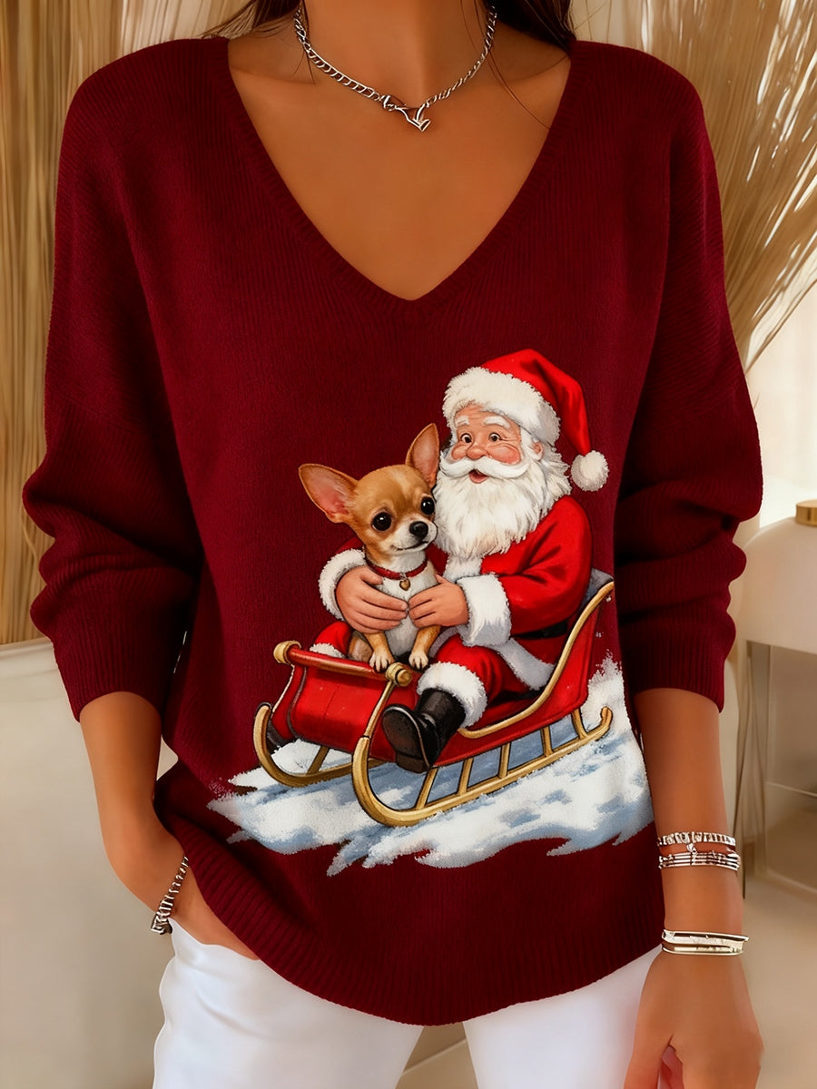 Mujer Vintage Navidad Estampado Animal Casual Manga Larga Top
