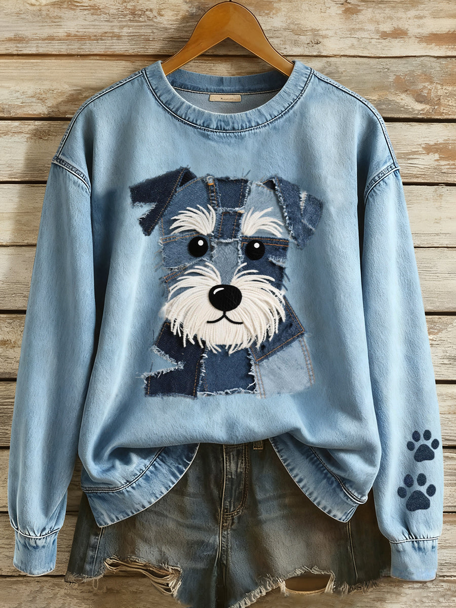 Sudadera encantadora del arte del remiendo del perro del Schnauzer de las mujeres