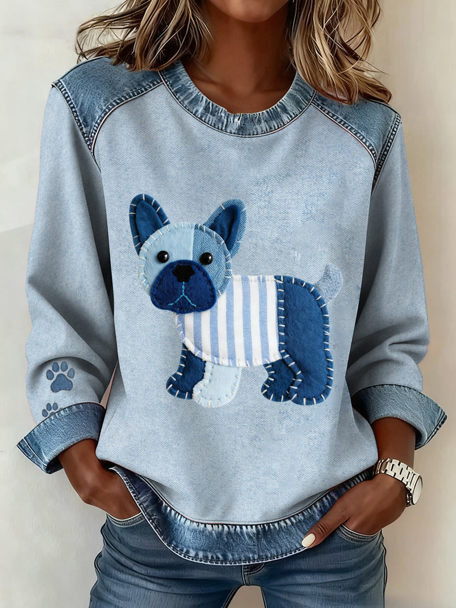 Sudadera Mujer Dog Denim Crewneck