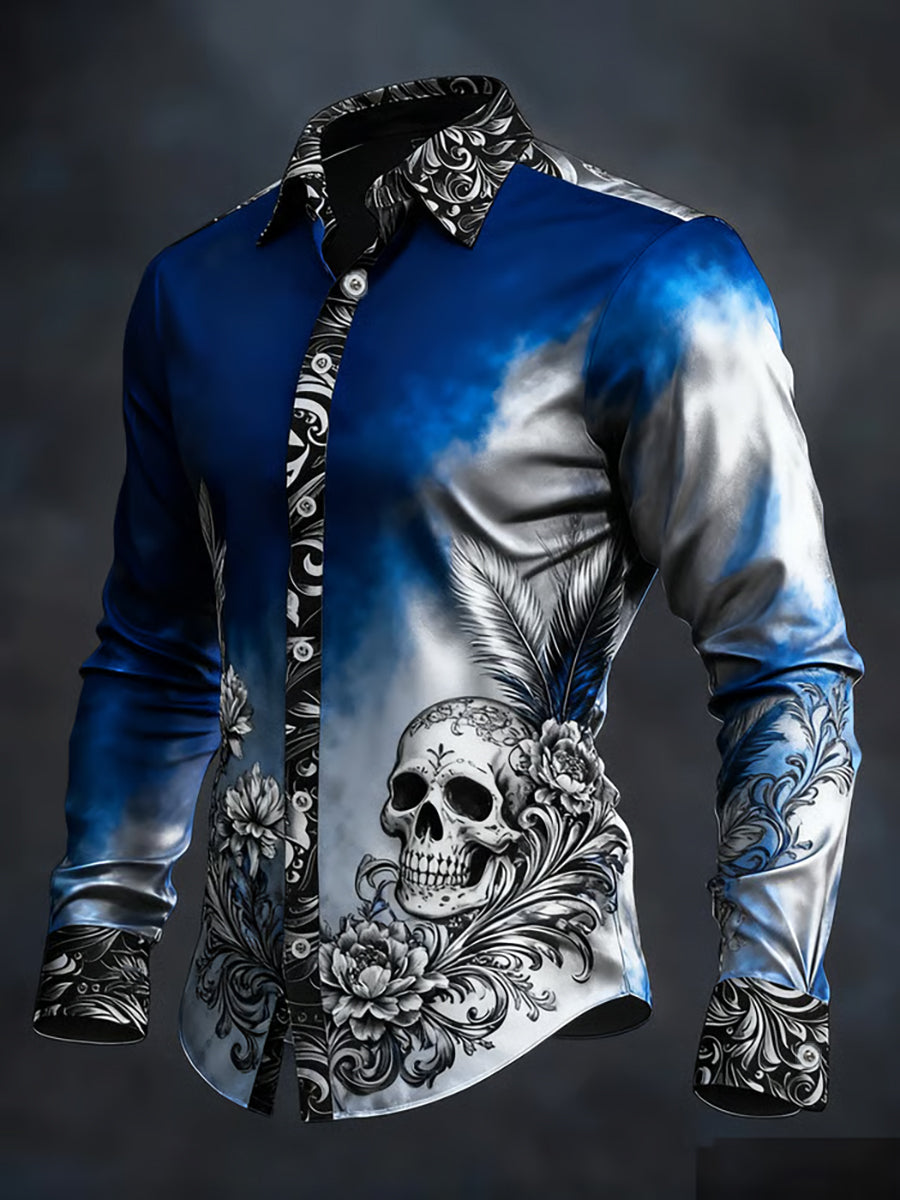 Camisa gótica oscura del cráneo de los hombres