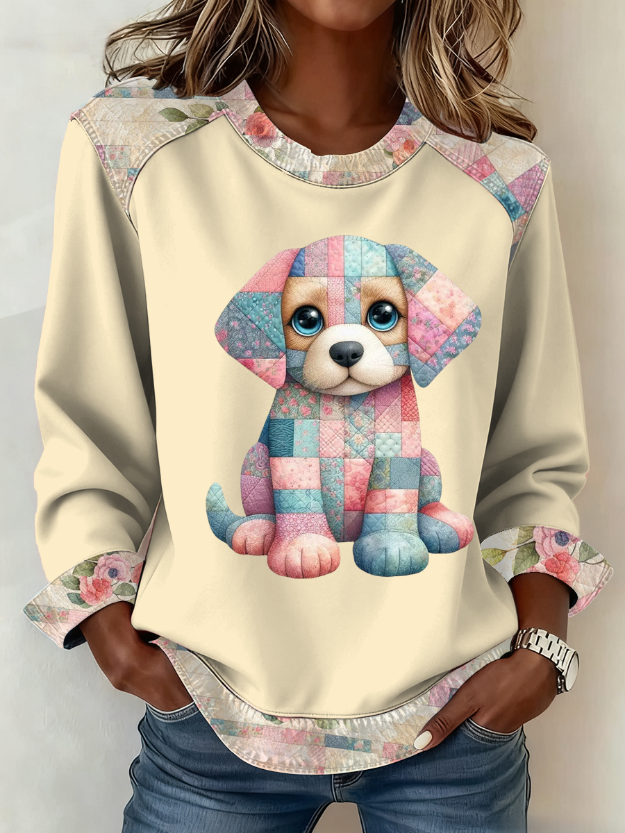 Top con estampado de perro lindo para mujer