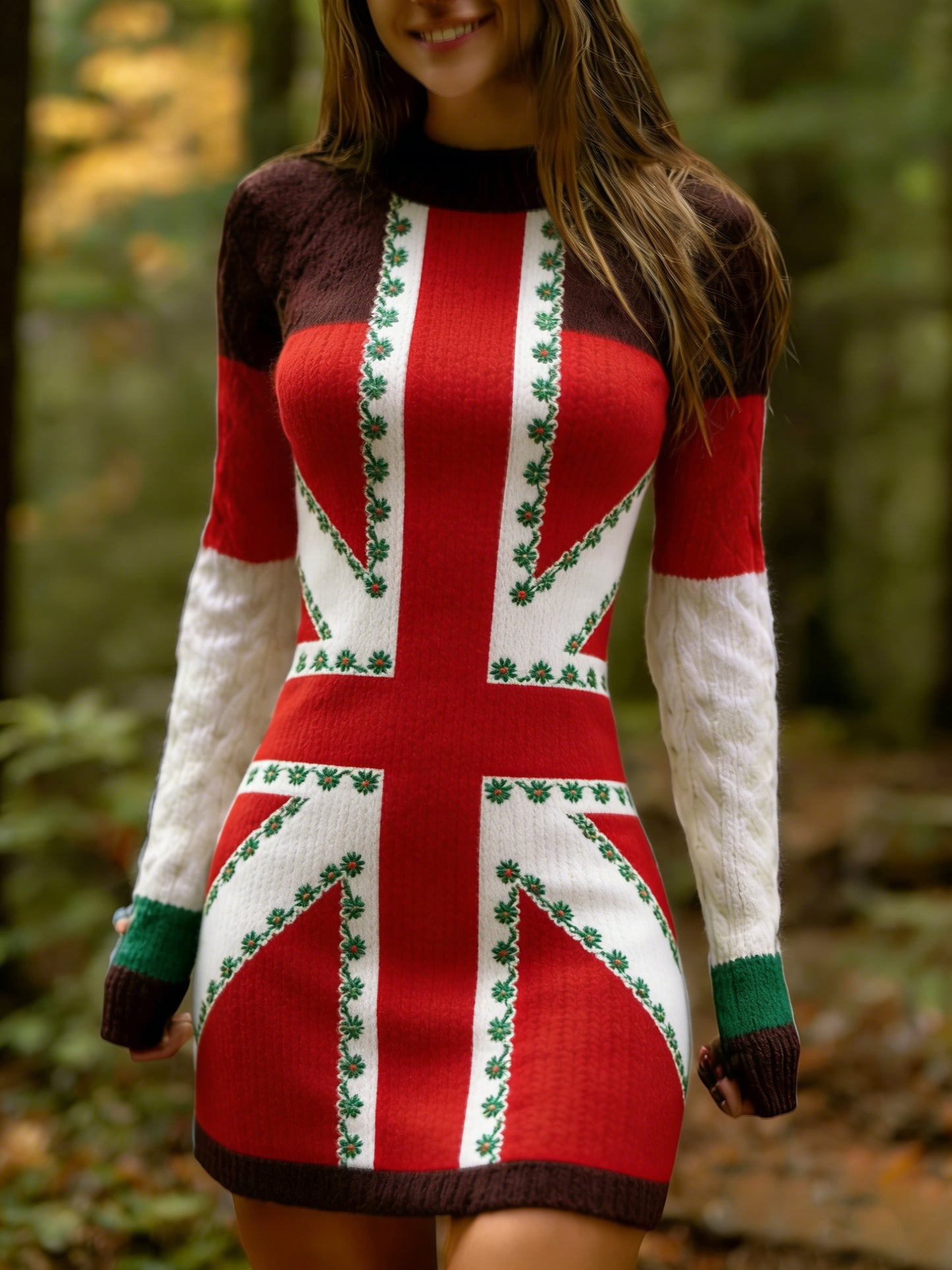 Vestido de punto cómodo de arte húngaro vintage para mujer
