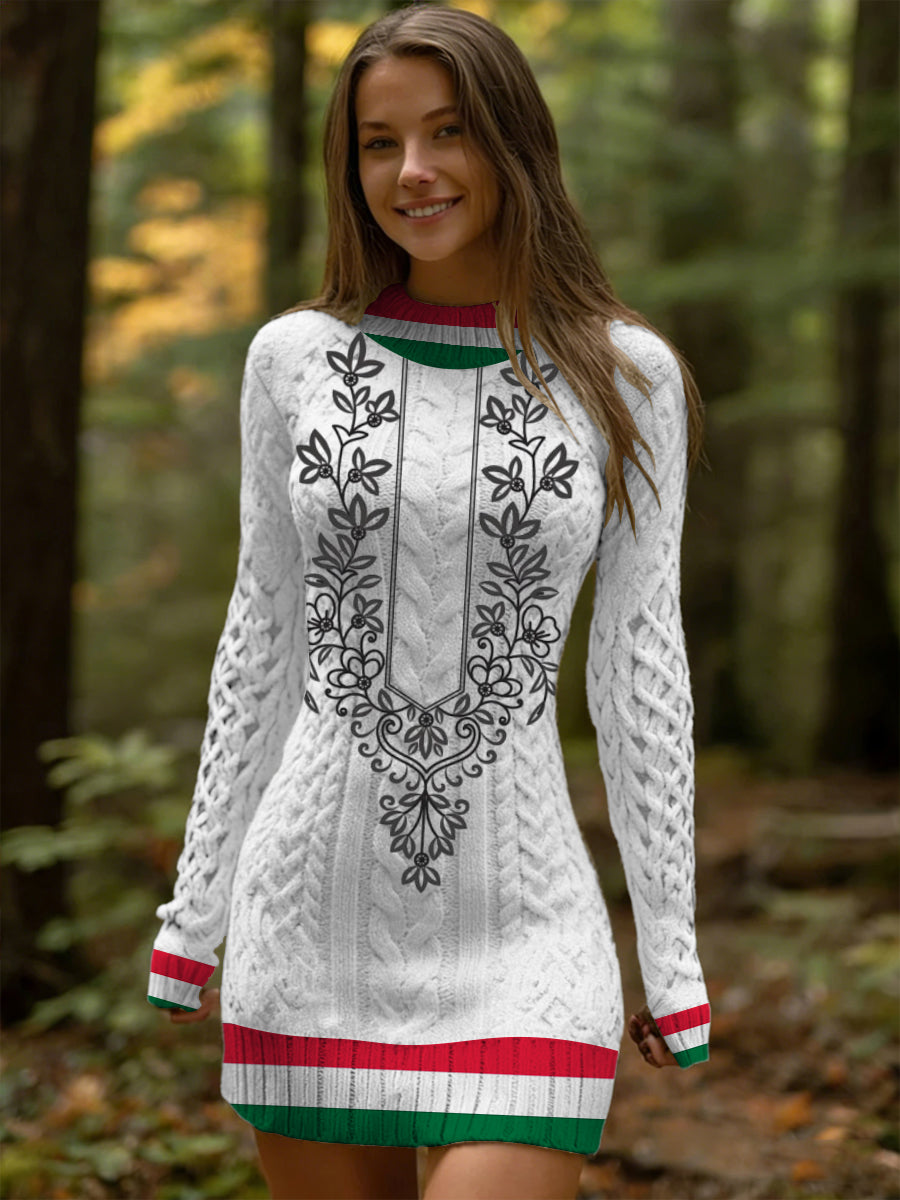 Vestido estampado elegante con estampado floral de Hungría para mujer