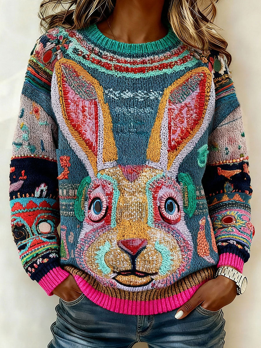 Tops Vintage Art Rabbit de mujer