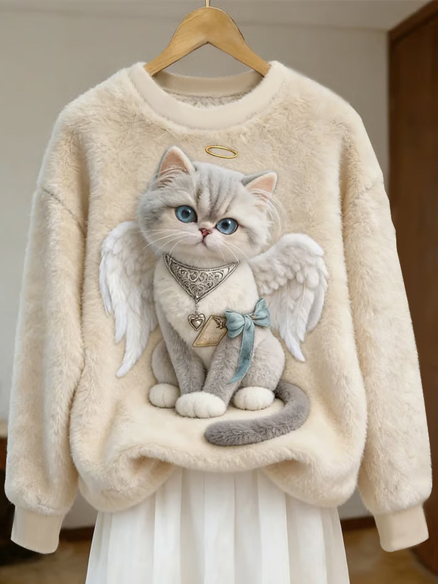 Suéter ocasional de la franela de la impresión del arte animal lindo de las mujeres