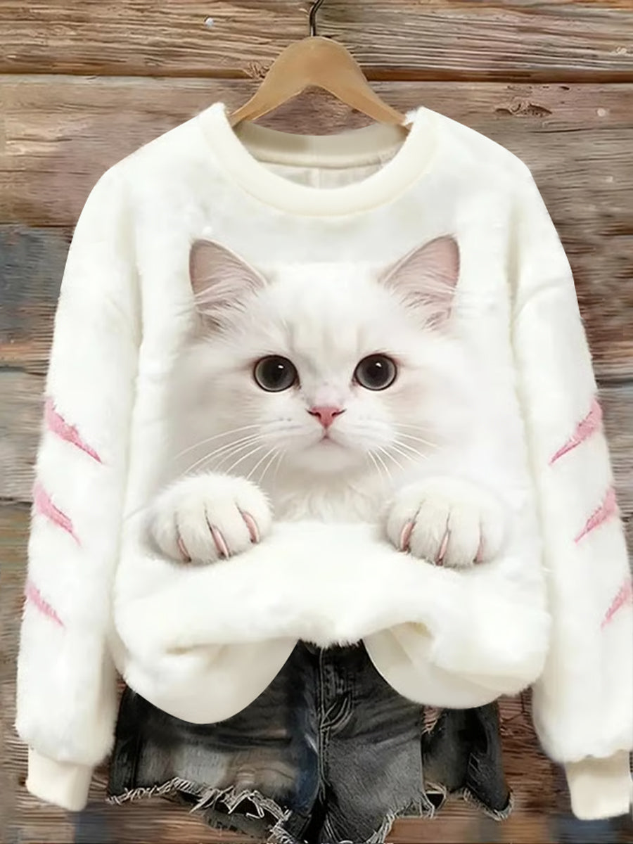 Suéter ocasional de la franela de la impresión del arte animal lindo de las mujeres