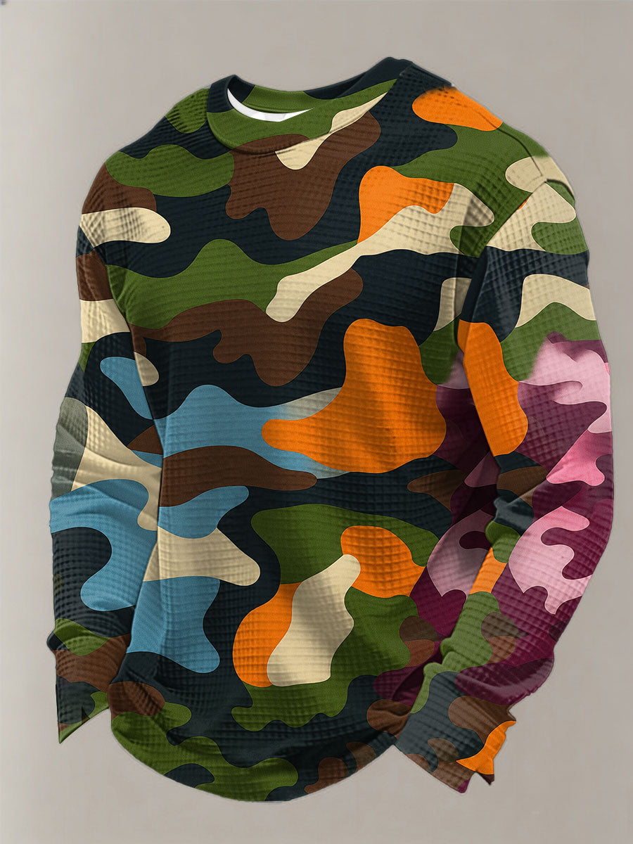 Camiseta de manga larga de camuflaje para hombre