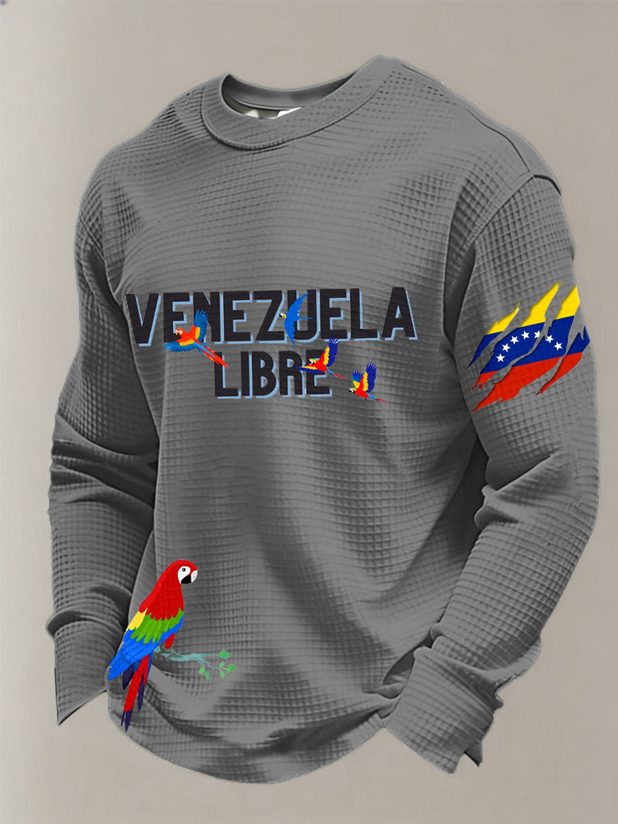 Camiseta manga larga Venezuela Libre Waffle para hombre