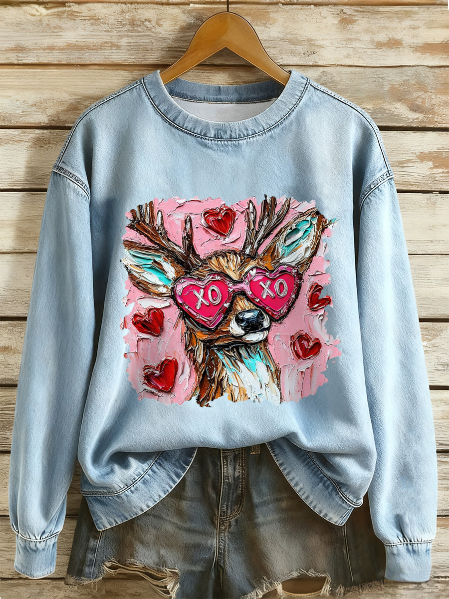 Sudadera de diseño de arte de pintura al óleo de San Valentín para mujer
