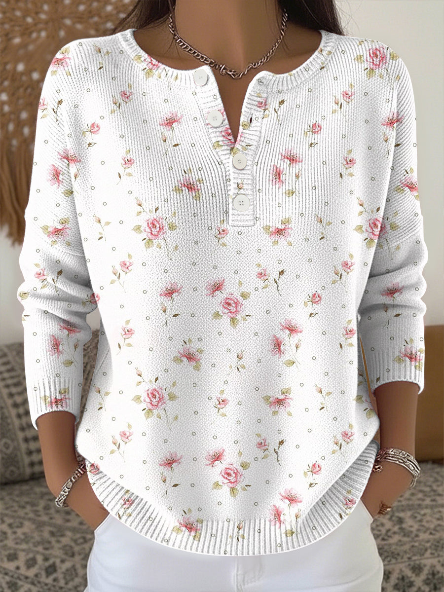 Top de punto estampado rosa con cáncer de mama para mujer
