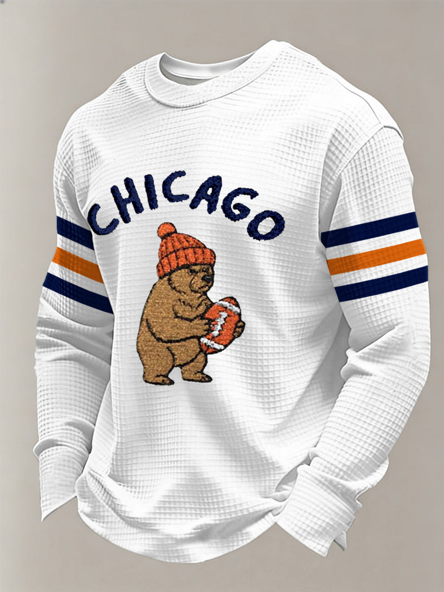 Football Fans Gameday Casual Waffle Camiseta de manga larga para hombre
