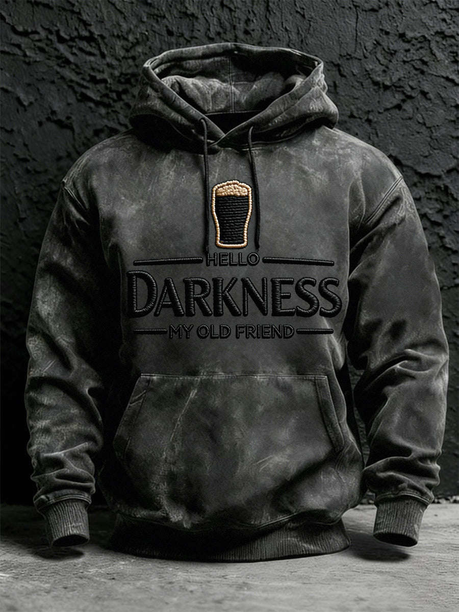 Hello Darkness My Old Friend Print Sudadera con capucha y bolsillo para hombre