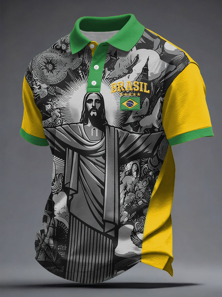 Amante del fútbol de Brasil de los hombres Impreso Casual Tops