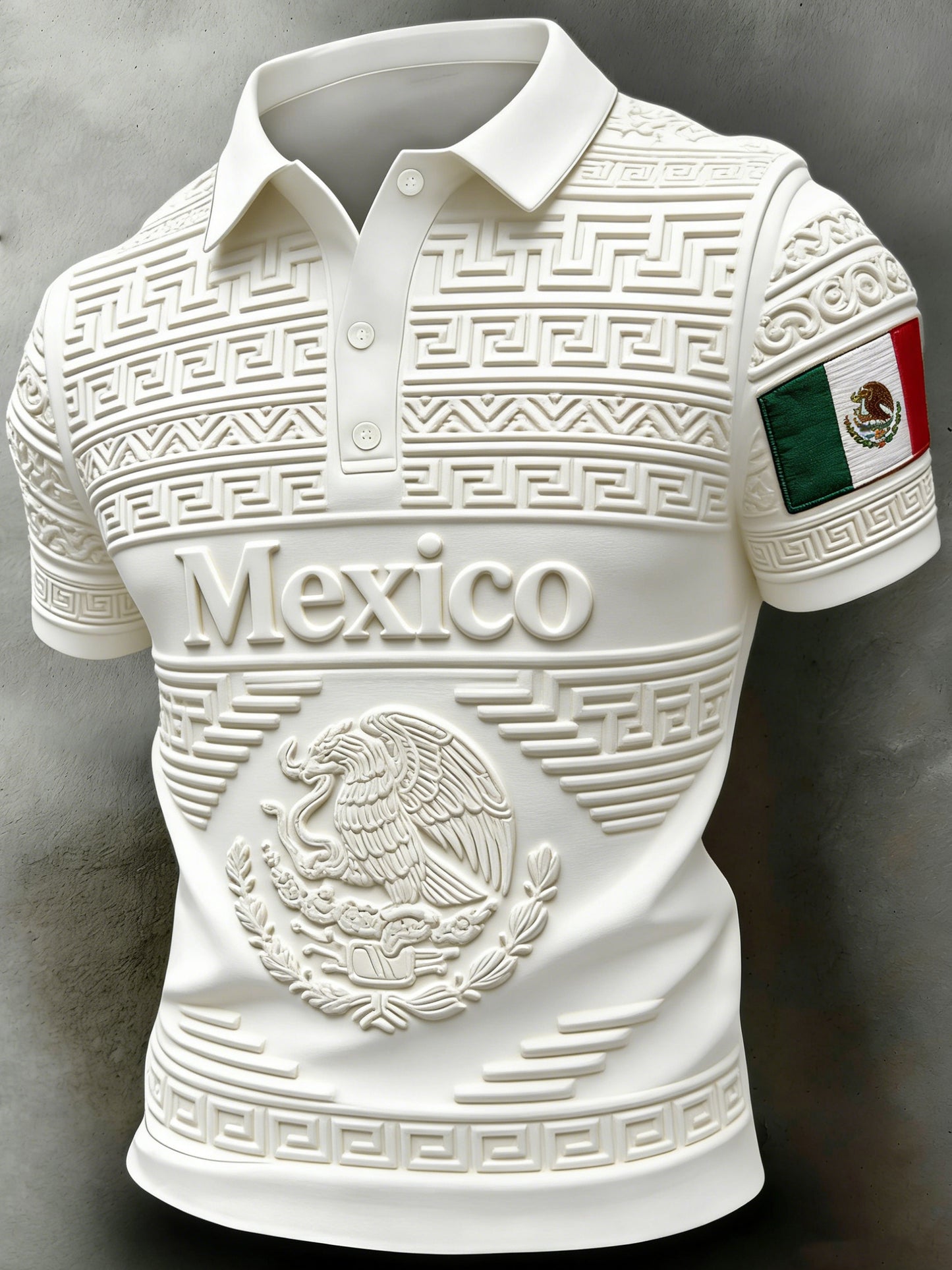 El fútbol mexicano de los hombres que anima realzó el polo texturizado de la impresión del arte