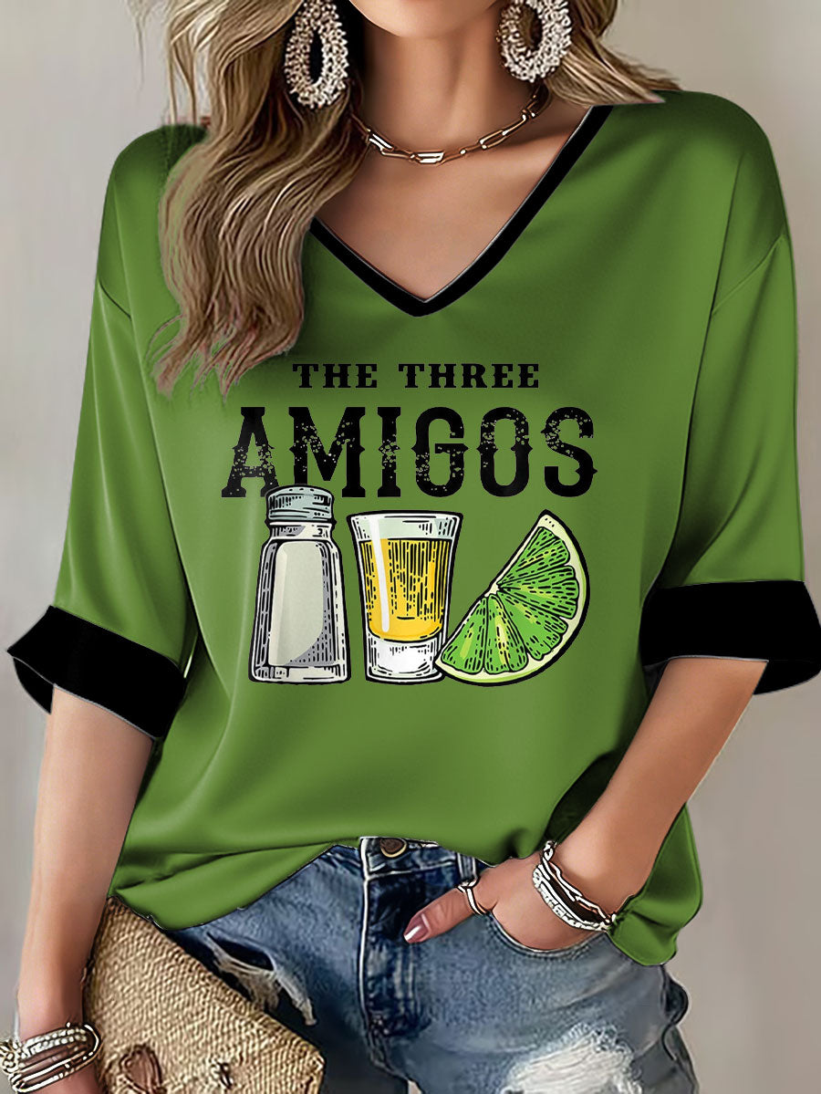 Camisetas casuales estampadas con diseño mexicano del Cinco de Mayo para mujer