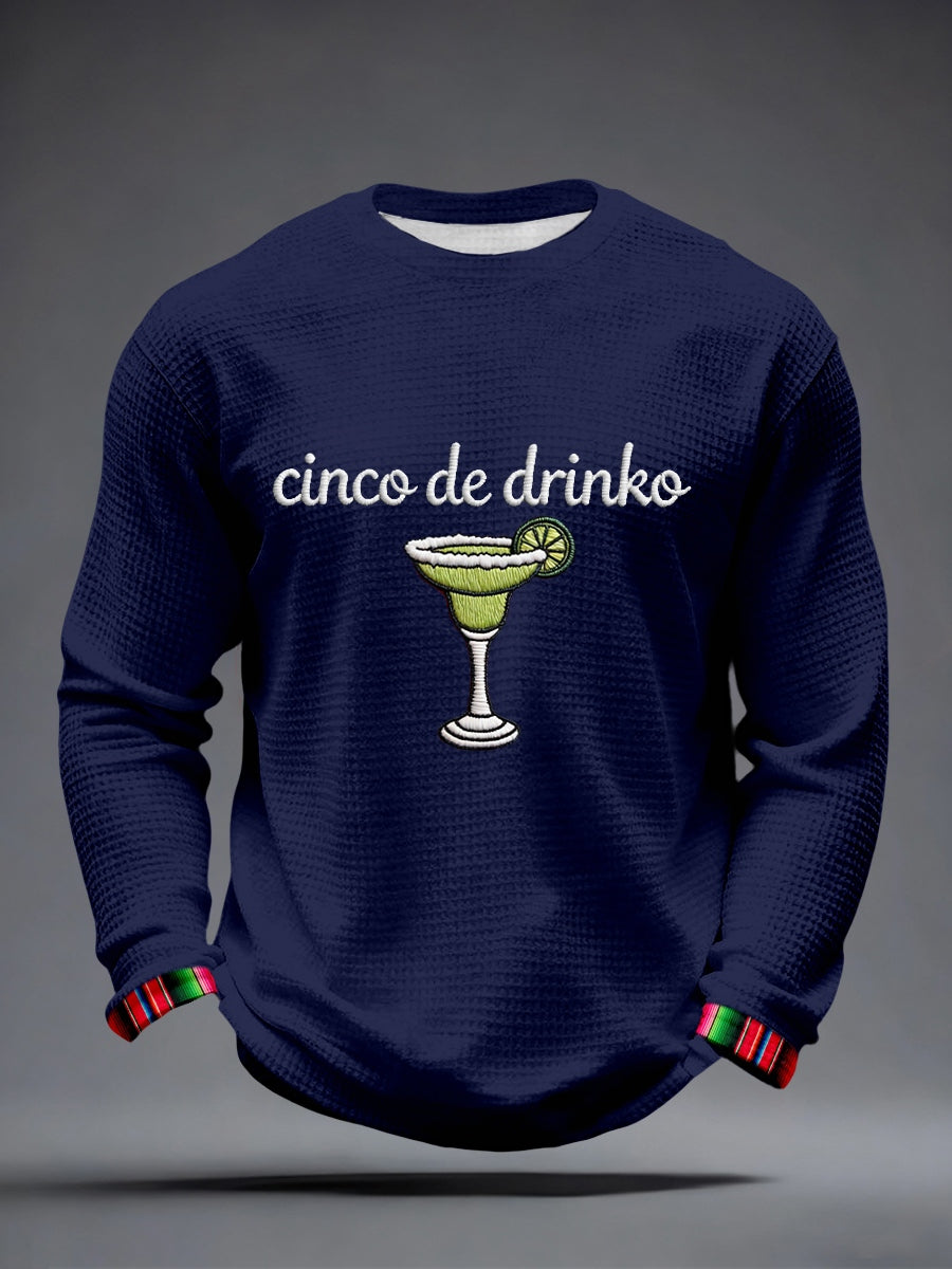 Camiseta de la galleta del patrón del bordado de Cinco de Drinko de los hombres
