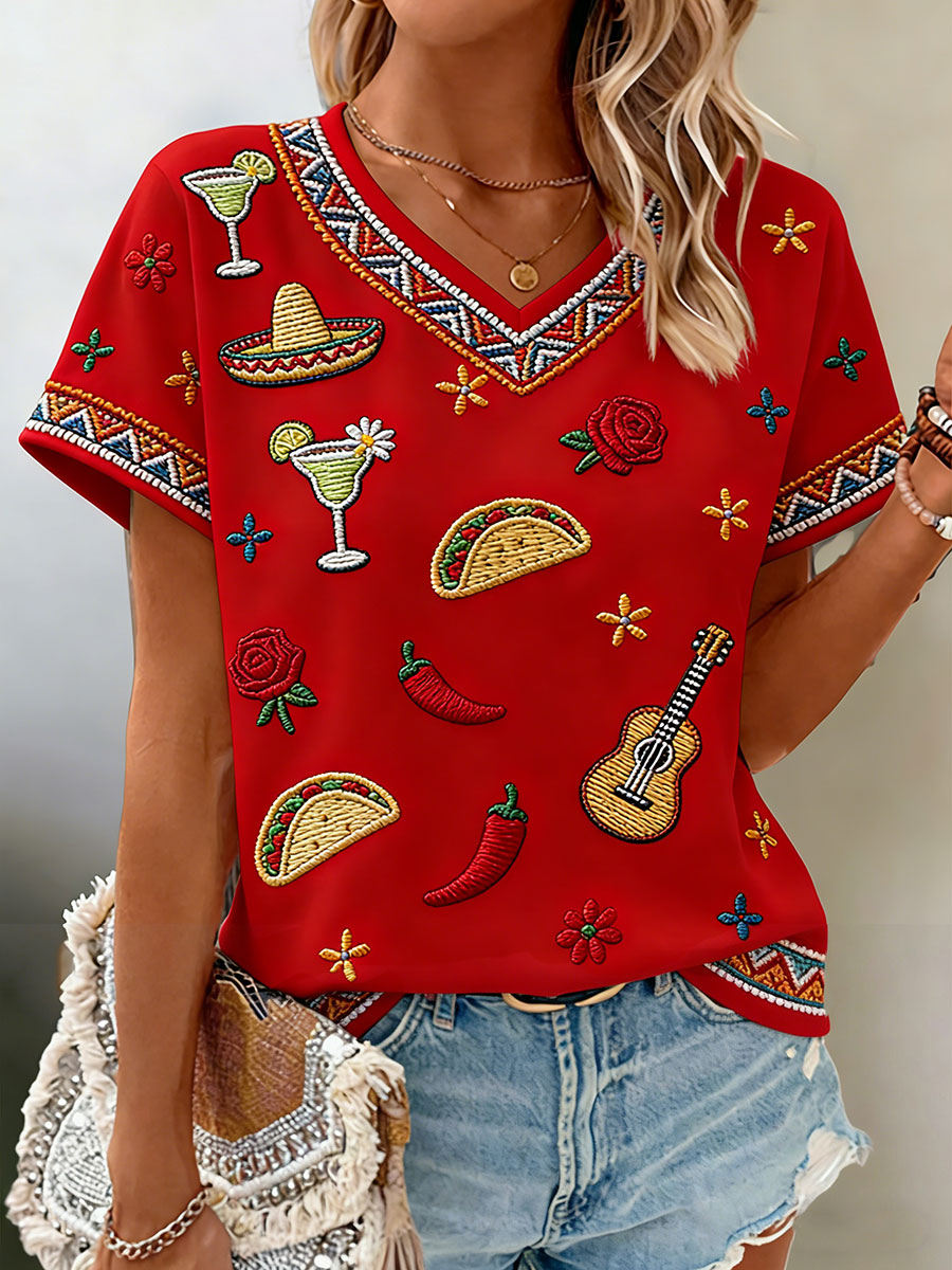 Camiseta Casual Cinco de Mayo para Mujer